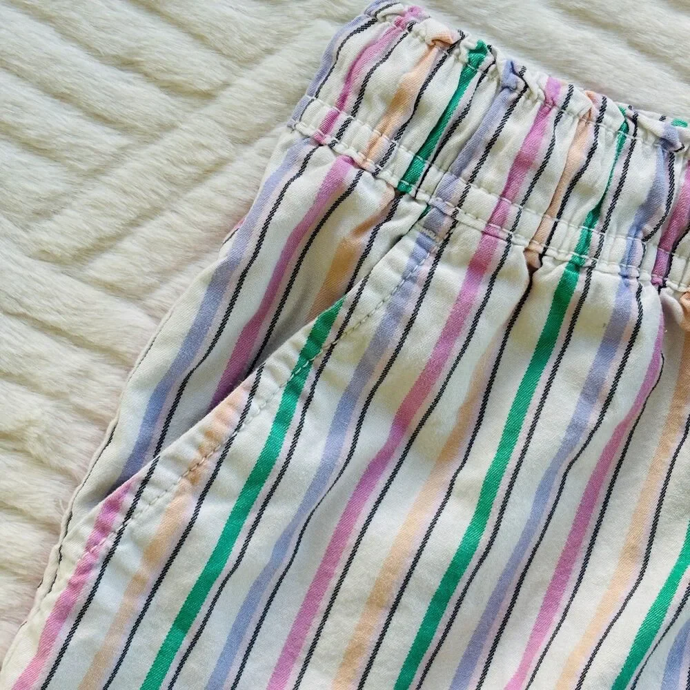 Gap Kids Girls Size L 10 Pastel Striped Pull-On Shorts Tassel Cotton Summer